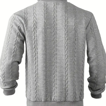 Sudadera de Tejido Texturizado con Cuello y Cremallera Gris